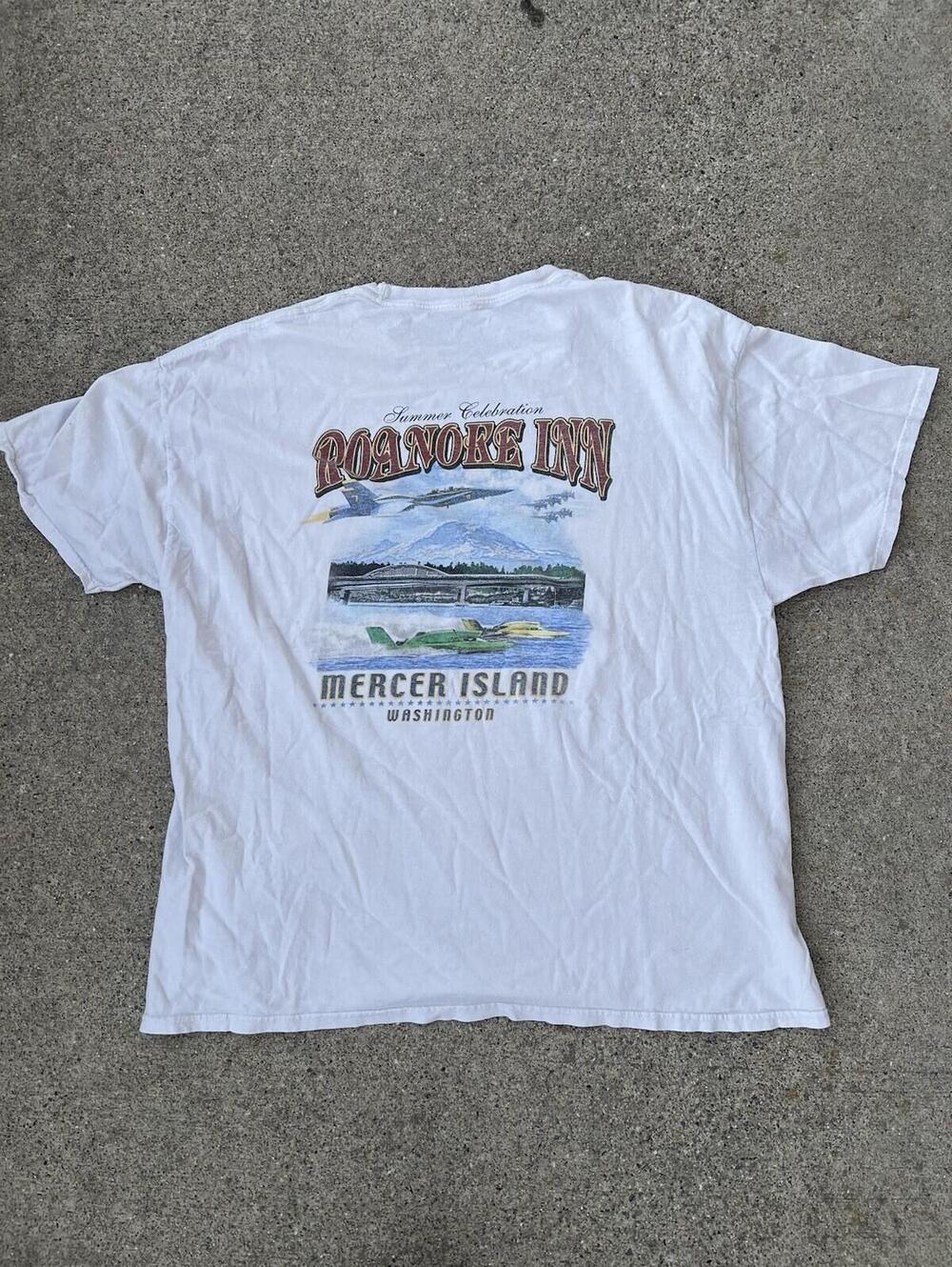 Washington Mercer Island Lee Sportswear USA Flag Tee White Large VTG Style